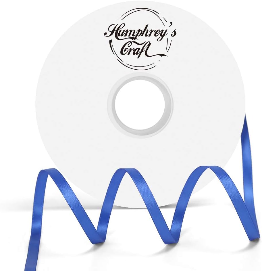 Humphrey's Craft 1/4 Inch Royal Blue Double Faced Satin Ribbon - 50 Yards Variety of Color for Crafts Gift Wrapping Bows Bouquet Decoration Sewing Christmas Tree Wedding Invitation Card.
