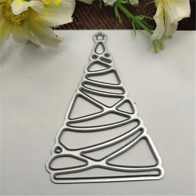 Lapoo Festivals Metal Cutting Die for Scrapbooking - Durable, Cut Stencils for DIY Scrapbook Photo Album Decorative Paper Card, Card Making Supplies, Embossing (Decorated Tree Christmas 2.3 x 1.5 in)