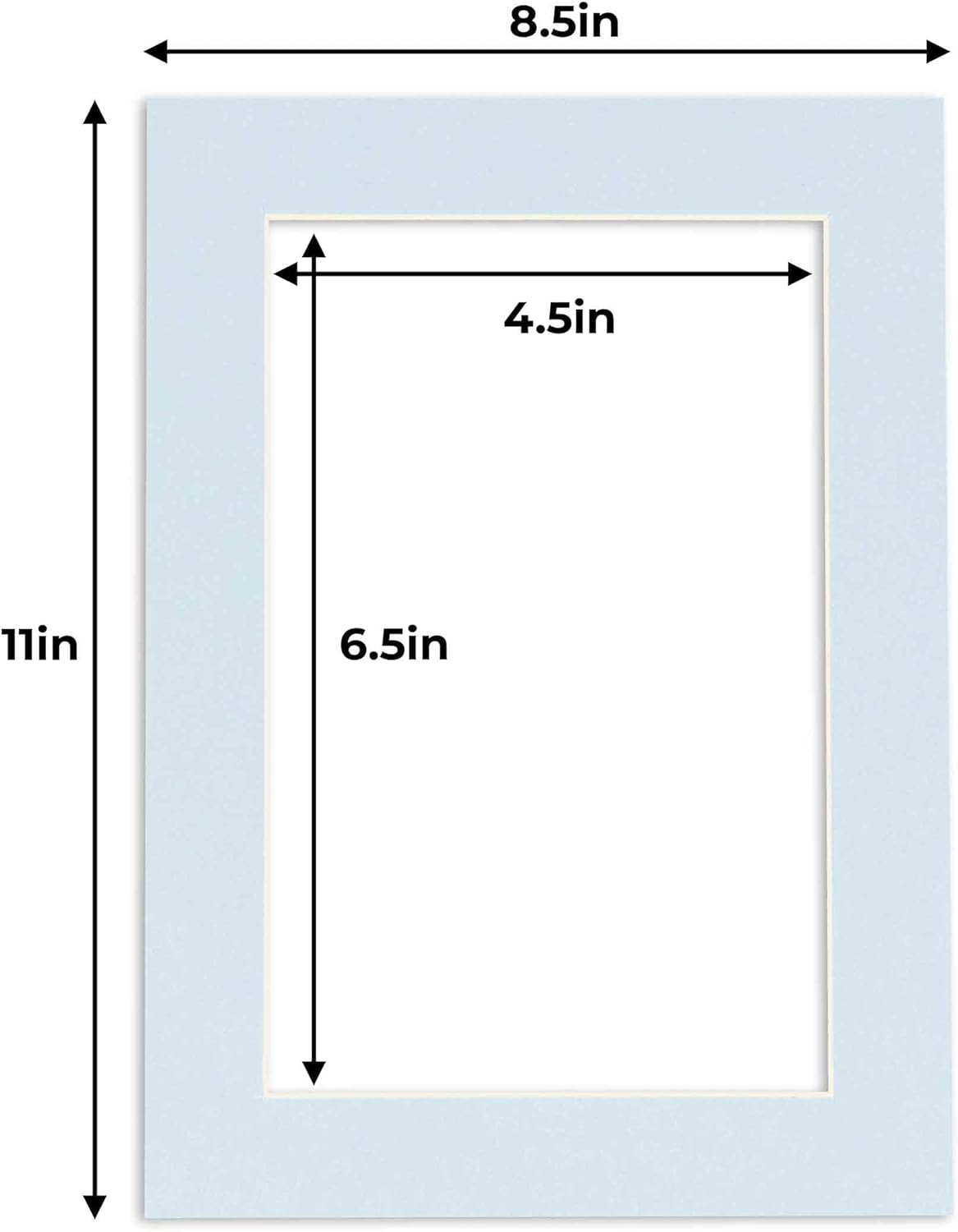 5x7 Mat for 8.5x11 Frame - Precut Mat Board Acid-Free Baby Blue 5x7 Photo Matte Made to Fit a 8.5x11 Picture Frame, Premium Matboard for Family Photos, Show Kits, Art, Picture Framing, Pack of 1 Mat