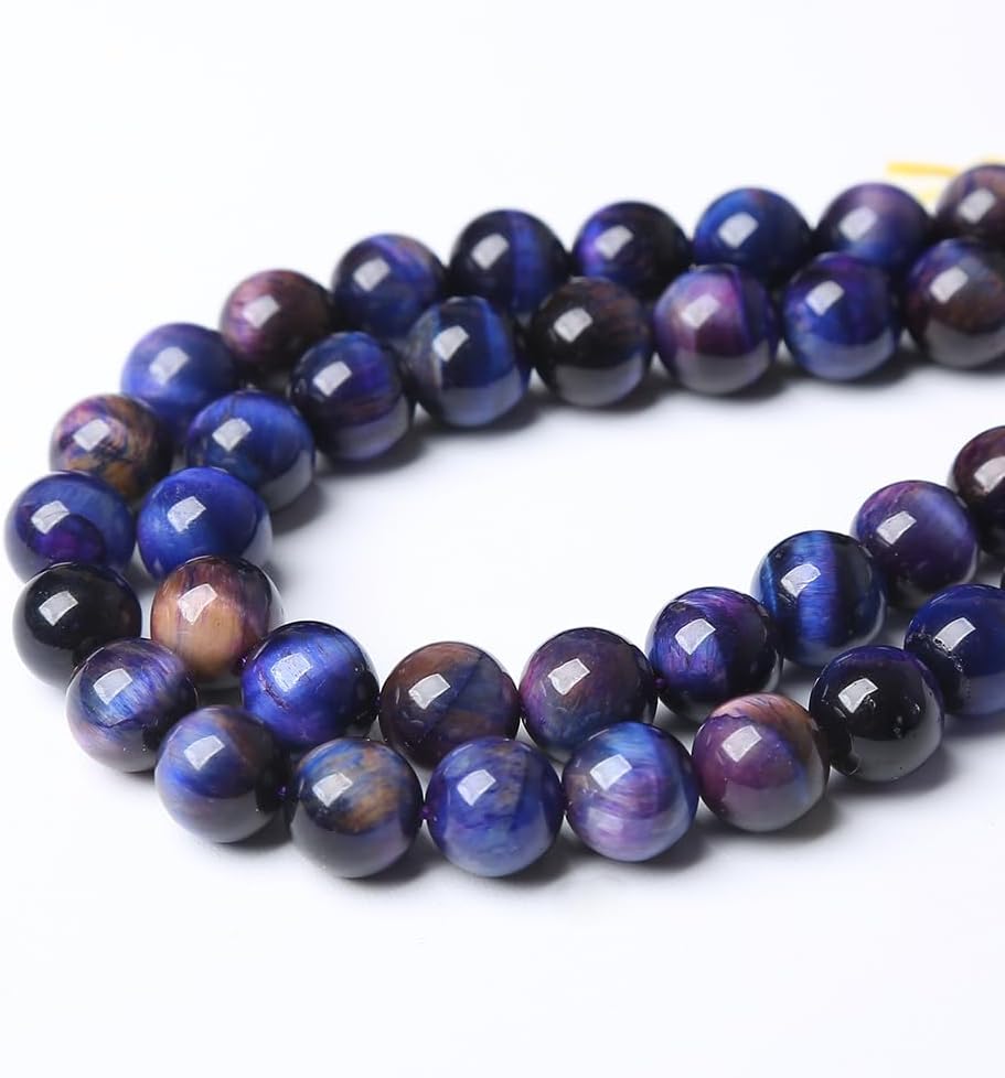 120PCS 6mm AAA Natural Tiger Eye Stone Beads Gemstone Round Spacer Loose Beads for Jewelry Making DIY Bracelet,Necklace, Earrings 2 Strand 32"