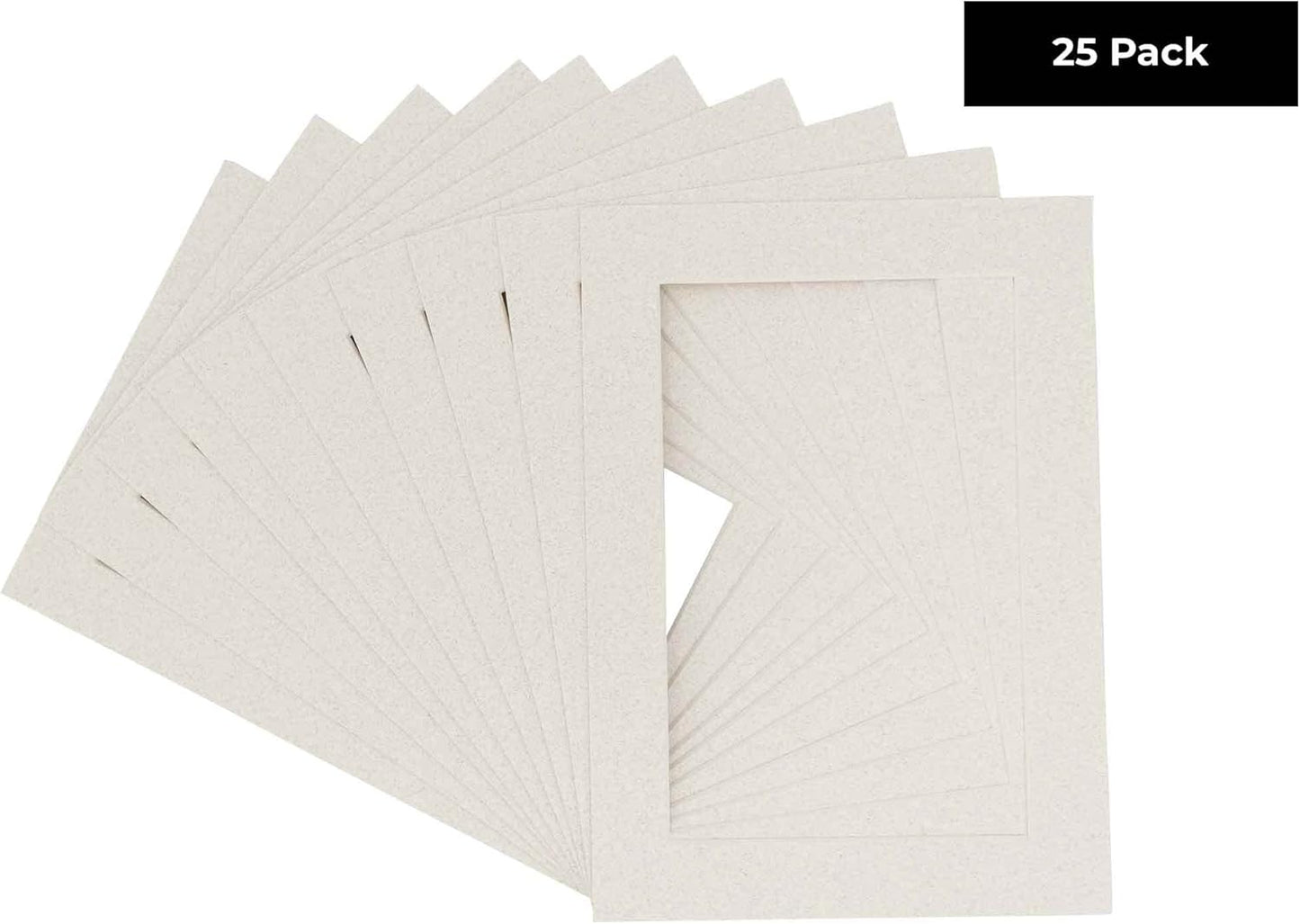 Pack of 25 Acid Free 8x10 Mats Bevel Cut for 6x8 Photos - Oyster Shell White Precut Matboards With Backing Boards and Clear Photo Mat Bags For Pictures, Photos, Framing - 4-ply Thickness