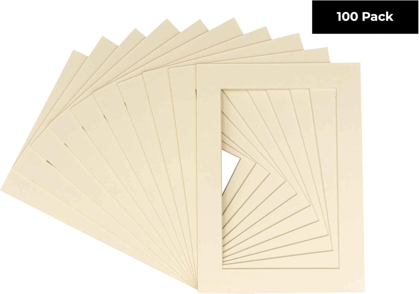 6x8 Mat for 8x10 Frame - Precut Mat Board Acid-Free Textured Cream 6x8 Photo Matte for a 8x10 Picture Frame, Premium Matboard for Family Photos, Show Kits, Art, Picture Framing, Pack of 100 Mats