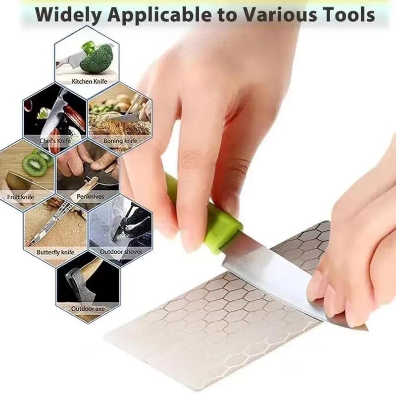 Diamond Sharpening Stone, Honeycomb Surface Plate with Non-slip Base for Pocket Knives Scissors (240/400/600/800/1000/1200/1500/2000/3000 Grit, with Angle Guide and Leather)