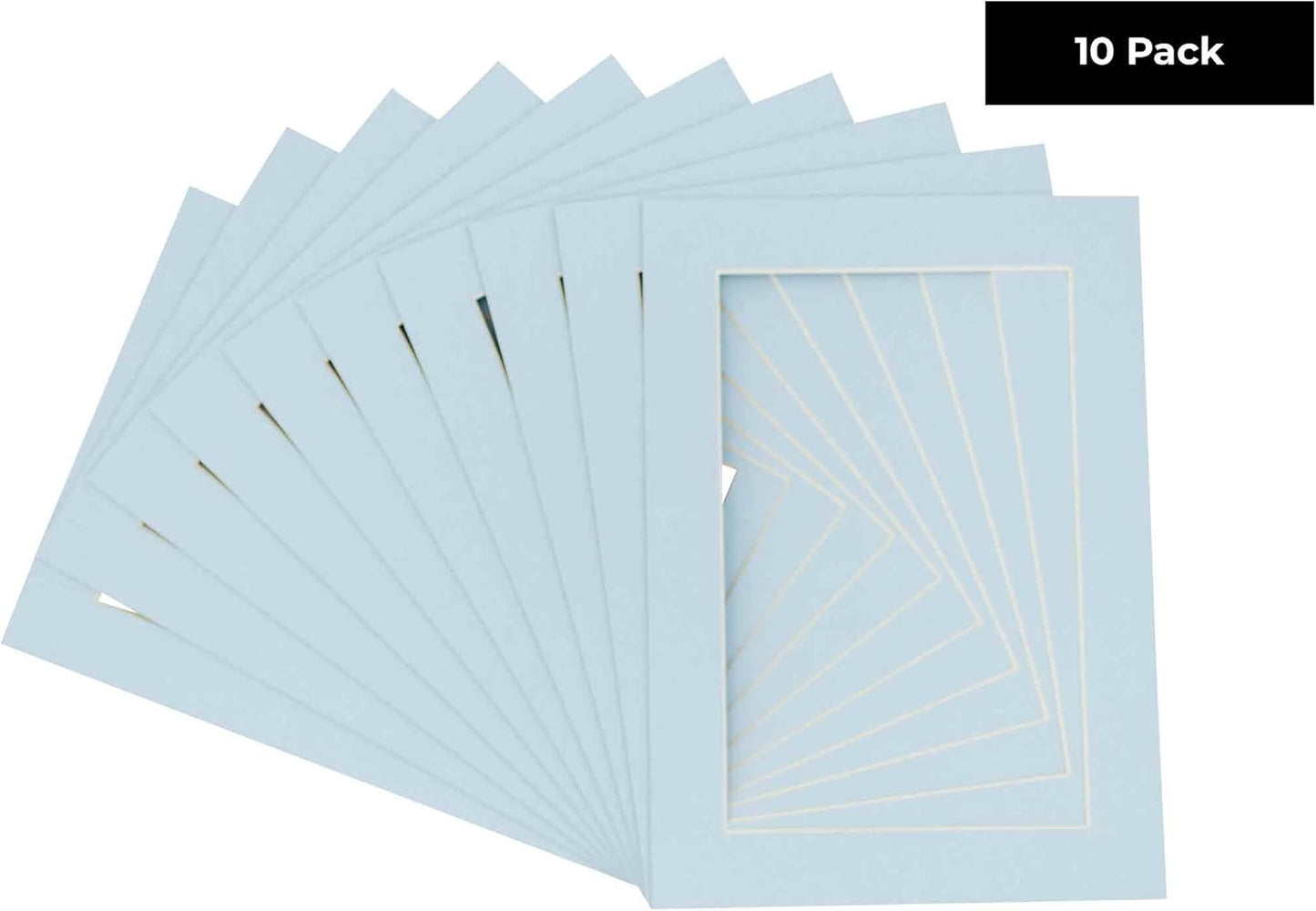11x14 Mat for 8.5x11 Photo - Precut Baby Blue Picture Matboard for Frames 11 x 14 Inches - Bevel Cut Matte to Display Art 8.5 x 11 Inches - Acid Free Pack of 10 MATS with Backing Boards & Clear Bags
