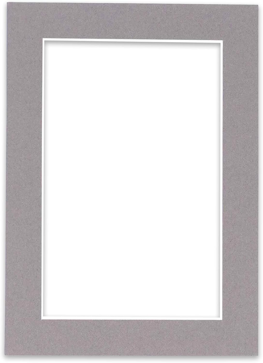 8x10 Mat Bevel Cut for 5.5x8.5 Photos - Acid Free Charcoal Grey Precut Matboard With Backing Board and Crystal Clear, Self Seal Photo Mat Bag - For Pictures, Photos, Framing - 4-ply Thickness