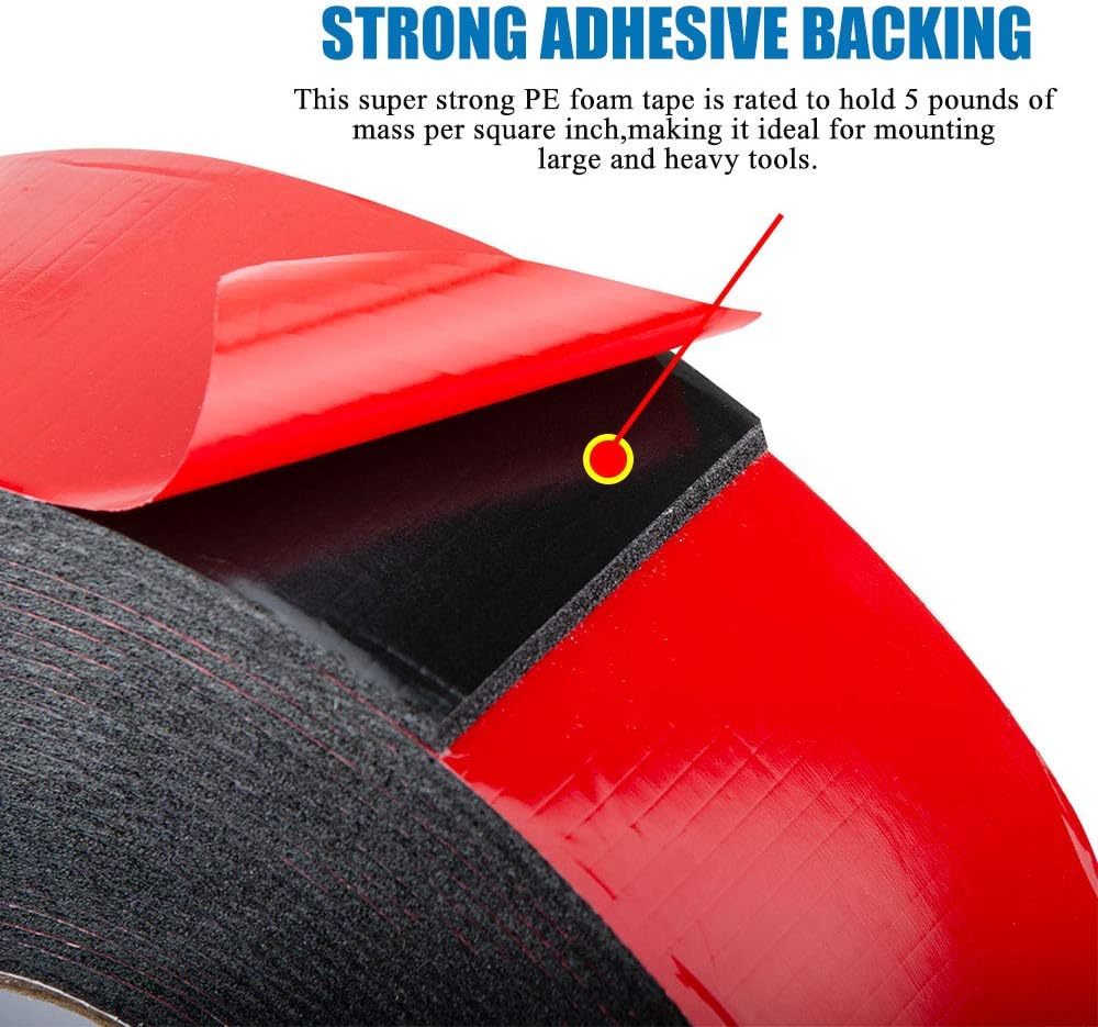 ToLanbbt Double Sided Foam Tape 1.18In x 33FT, Mounting Tape Heavy Duty, Strong Adhesive Weatherproof Seal Strips for DIY Craft Picture Poster, Car & Gap Filling Mountings, Home Office Decor (Black)
