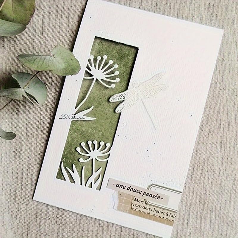 Lapoo 3D Backgrounds Frame Metal Cutting Die for Scrapbooking, New Cutting Dies DIY Album Card Making Decor Paper Craft Metal Die Cuts Party Wedding Decorations (Grass Window 4.1 x 2.9 in)