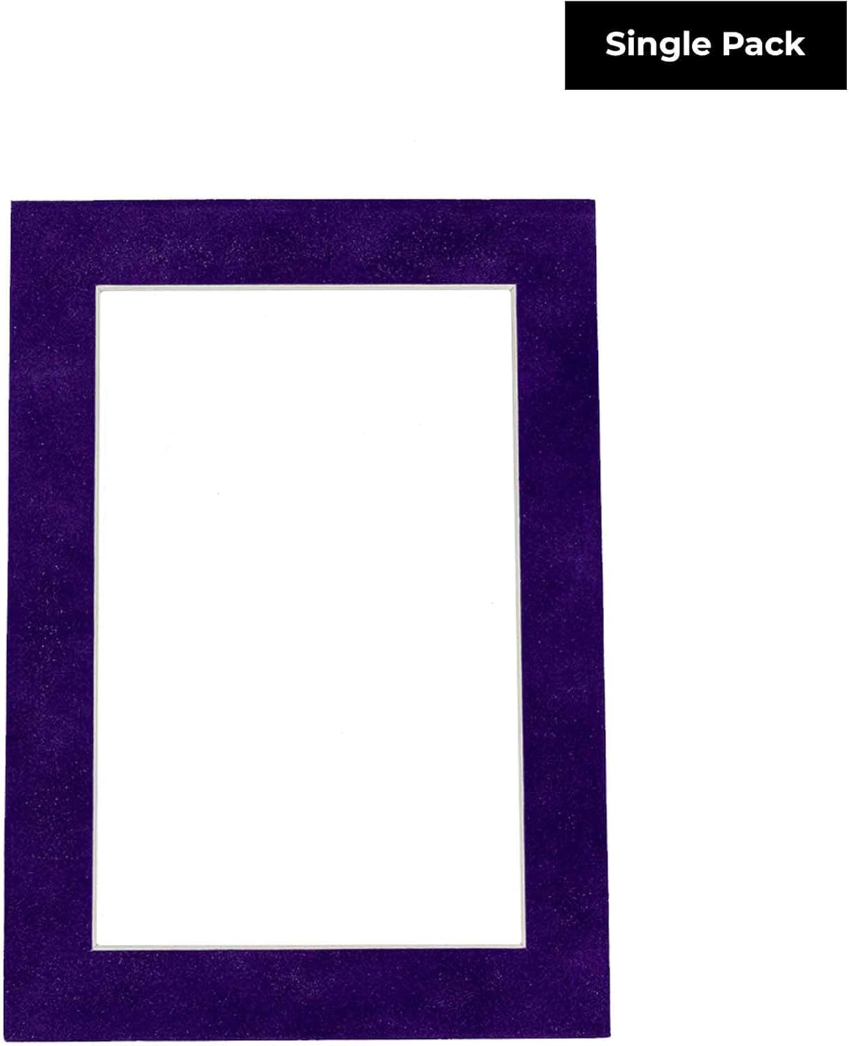 8x10 Mat Bevel Cut for 5.5x8.5 Photos - Acid Free Purple Crocus Suede Precut Matboard With Backing Board and Crystal Clear, Self Seal Photo Mat Bag - For Pictures, Photos, Framing - 4-ply Thickness