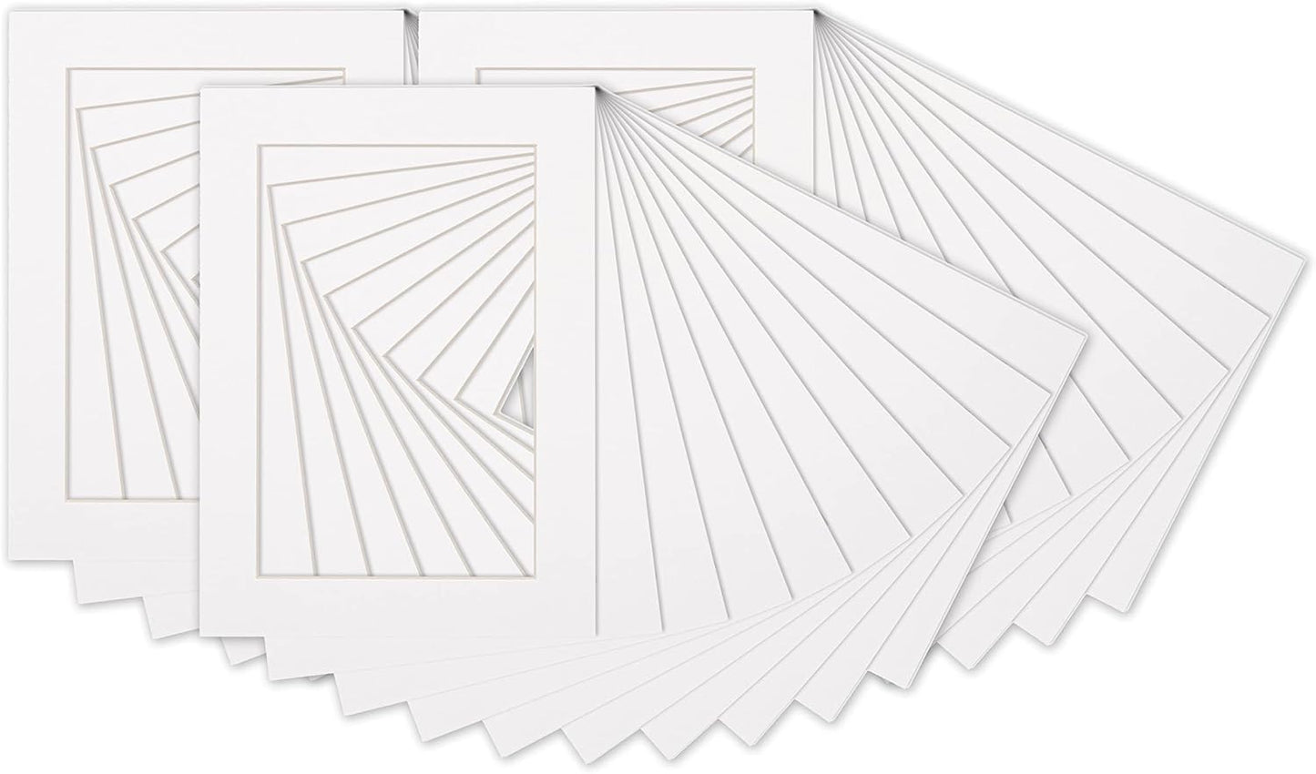 6x8 Mat for 8x10 Frame - Precut Mat Board Acid-Free White 6x8 Photo Matte Made to Fit a 8x10 Picture Frame, Premium Matboard for Family Photos, Show Kits, Art, Picture Framing, Pack of 25 Mats