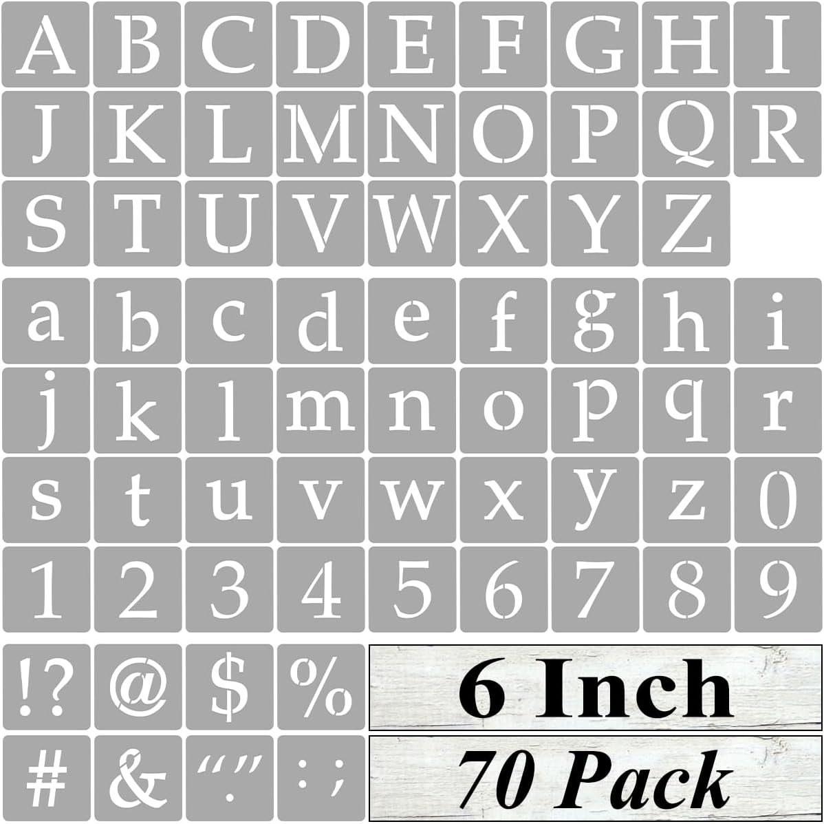 6 Inch Alphabet Letter Stencils for Painting - 70 Pack Letter and Number Stencil Templates with Signs for Painting on Wood, Reusable Letters and Numbers Stencils for Chalkboard Wood Signs & Wall Art