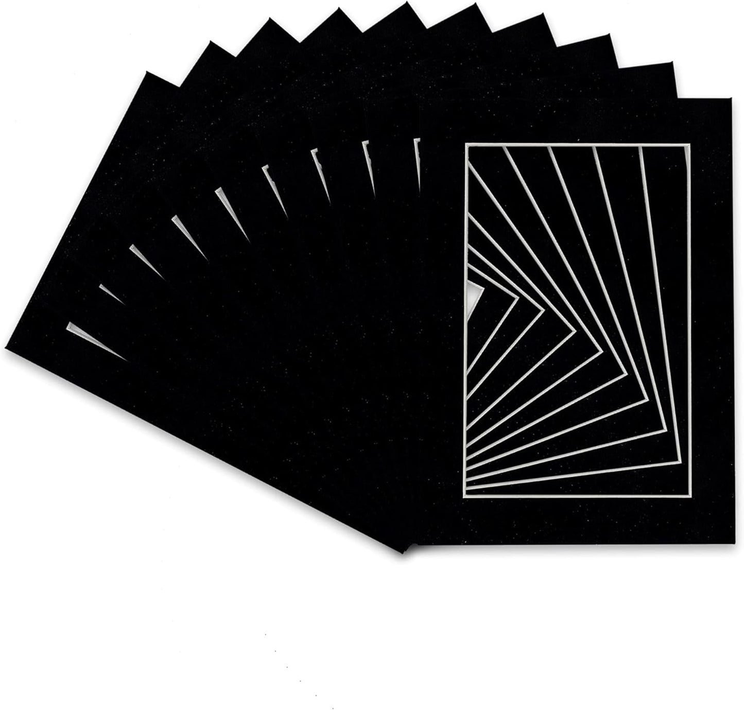 Pack of 25 Acid Free 8x10 Mats Bevel Cut for 5.5x8.5 Photos - Black Suede Precut Matboards With Backing Boards and Clear Photo Mat Bags For Pictures, Photos, Framing - 4-ply Thickness