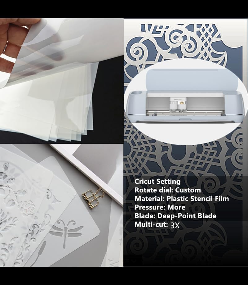 Translucent Blank Mylar Stencil Sheet for Cutting,8 Pack 12" x 24" 10mil/0.25mm Thick .Cutting Machines. Gift, Acetate Template Material,Craft Plastic Sheets