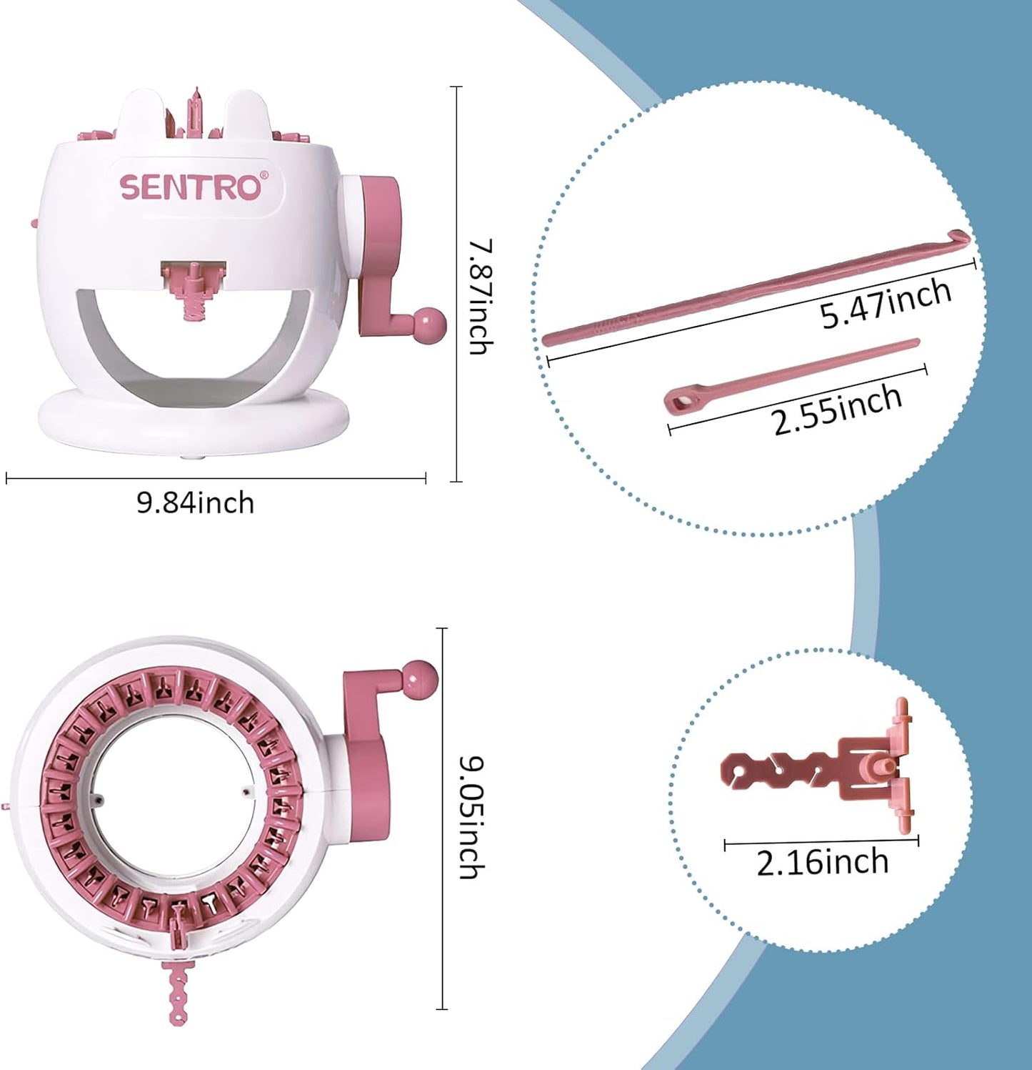 SENTRO 22 Needle Knitting Machine, Knitting Loom Set, Round Weaving Loom for Adults and Beginners, Bunny Shaped Smart Weaver, Hat Sock Scarf Loom,Arts and Crafts Knitting Kit