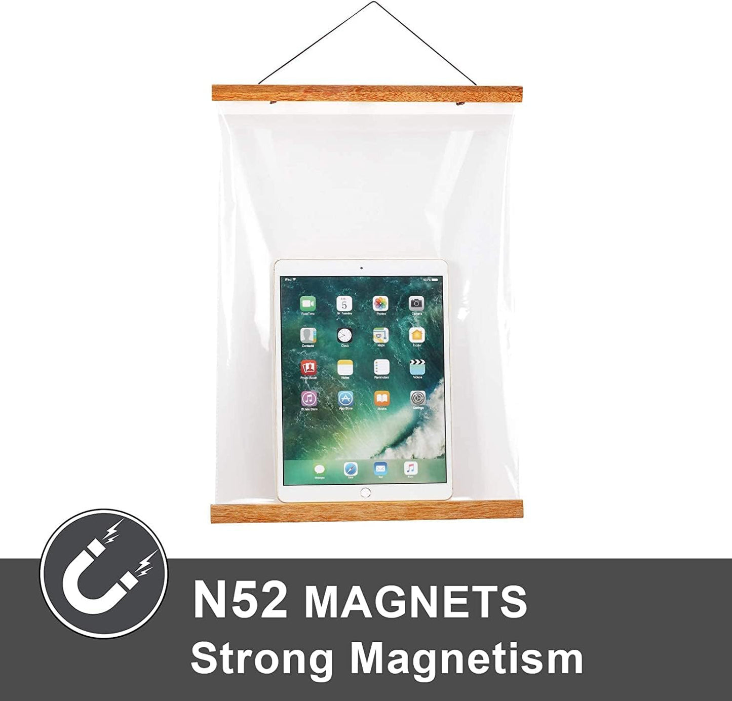 WITCOLOR Magnetic Poster Hanger, 30x20 30x30 30x40 Poster Frame Wood Wooden Magnet Print Posters Dowel Scroll Hanger Hangers Hanging Kit for Walls Map Canvas Artwork (Teak, 30")