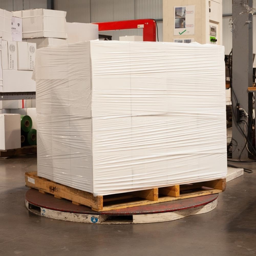 PSBM White Stretch Wrap, 15 Inch x 1476 Feet, 72 Pack, Tinted Pre-Stretched Shrink Wrap Film for Moving, Packaging, Pallet Wrapping