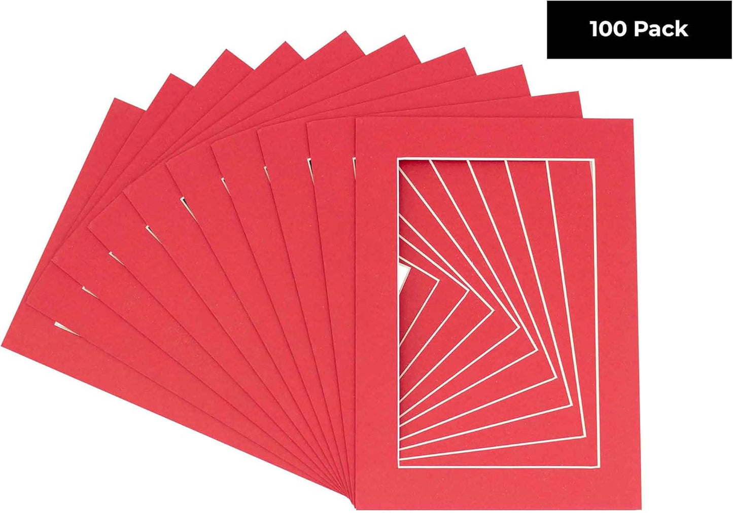 6x8 Mat for 8x10 Frame - Precut Mat Board Acid-Free Show Kit with Backing Board, and Clear Bags Deep Red 6x8 Photo Matte Made to Fit a 8x10 Picture Frame Matboard for Framing, Pack of 100 Mats