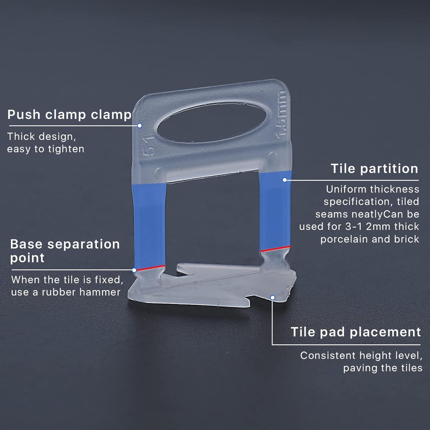 Tile Leveling System Clips Spacers Tile Leveler Clips DIY Tile Leveler Spacers 4200 Pcs 1/16" (1.5mm) for Professional Ceramic Tile and Stone Installation (4200 1/16")