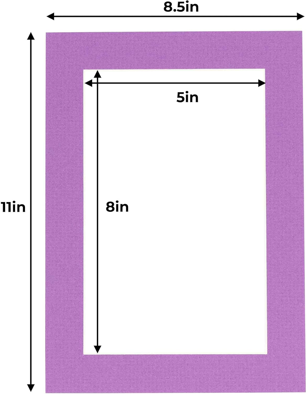 5.5x8.5 Mat for 8.5x11 Frame - Precut Mat Board Acid-Free Dark Purple 5.5x8.5 Photo Matte For a 8.5x11 Picture Frame, Premium Matboard for Family Photos, Show Kits, Art, Picture Framing, Pack of 1 Mat