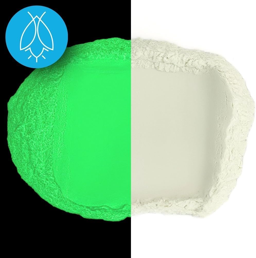 Glow in The Dark Pigment Powder - Neutral and Fluorescent Color for Art Painting, Fine Art, Nail Art Paint, and DIY Crafts - Long Lasting, 10+ Color Options - Neutral Green - (120 Grams/4 Ounces)