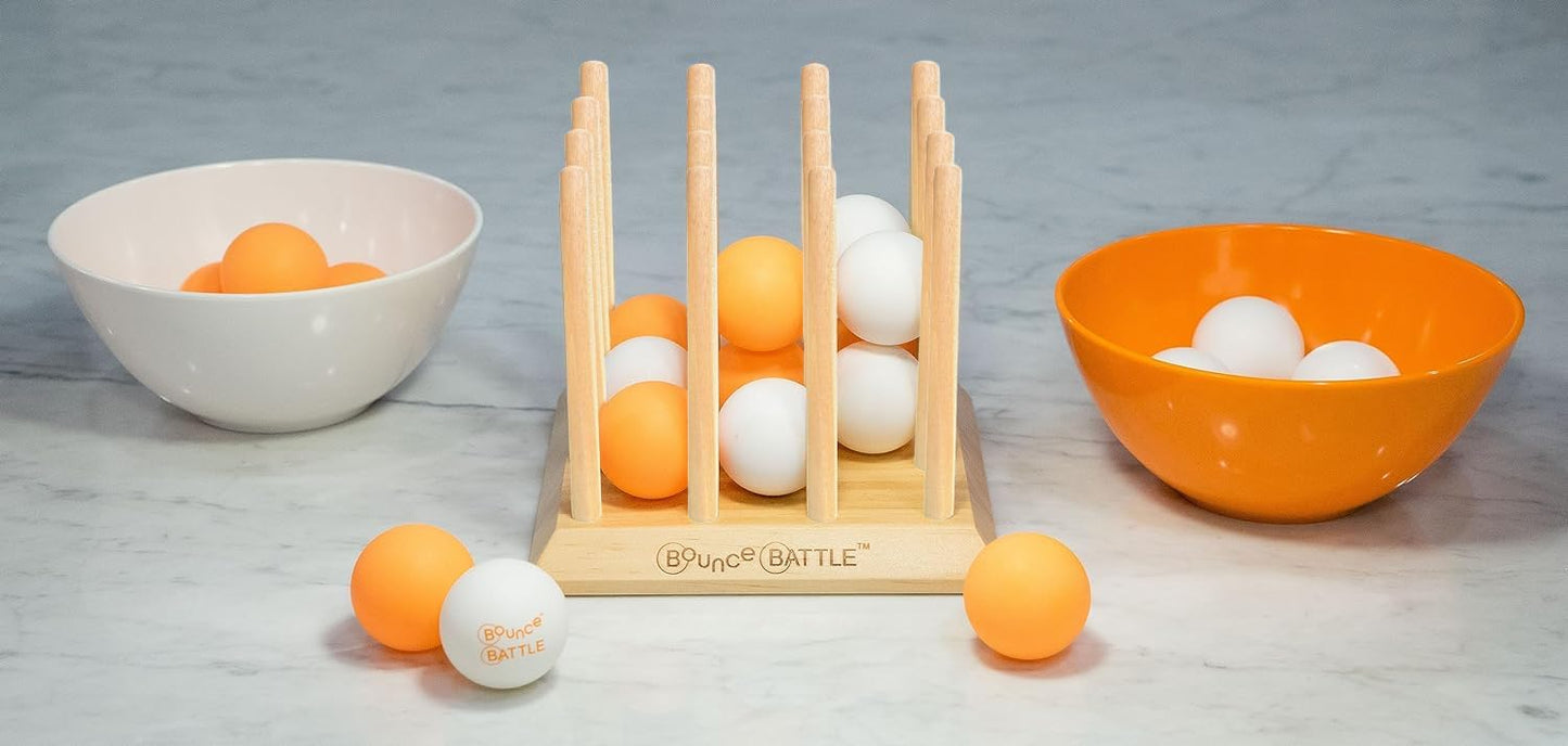 Bounce Battle™ Wood Edition – Family & Party Game for Kids, Teens & Adults – Fast-Paced Skill and Strategy Tabletop Game – Includes 27 Balls & Wooden Cube – Game of The Year Award Winner