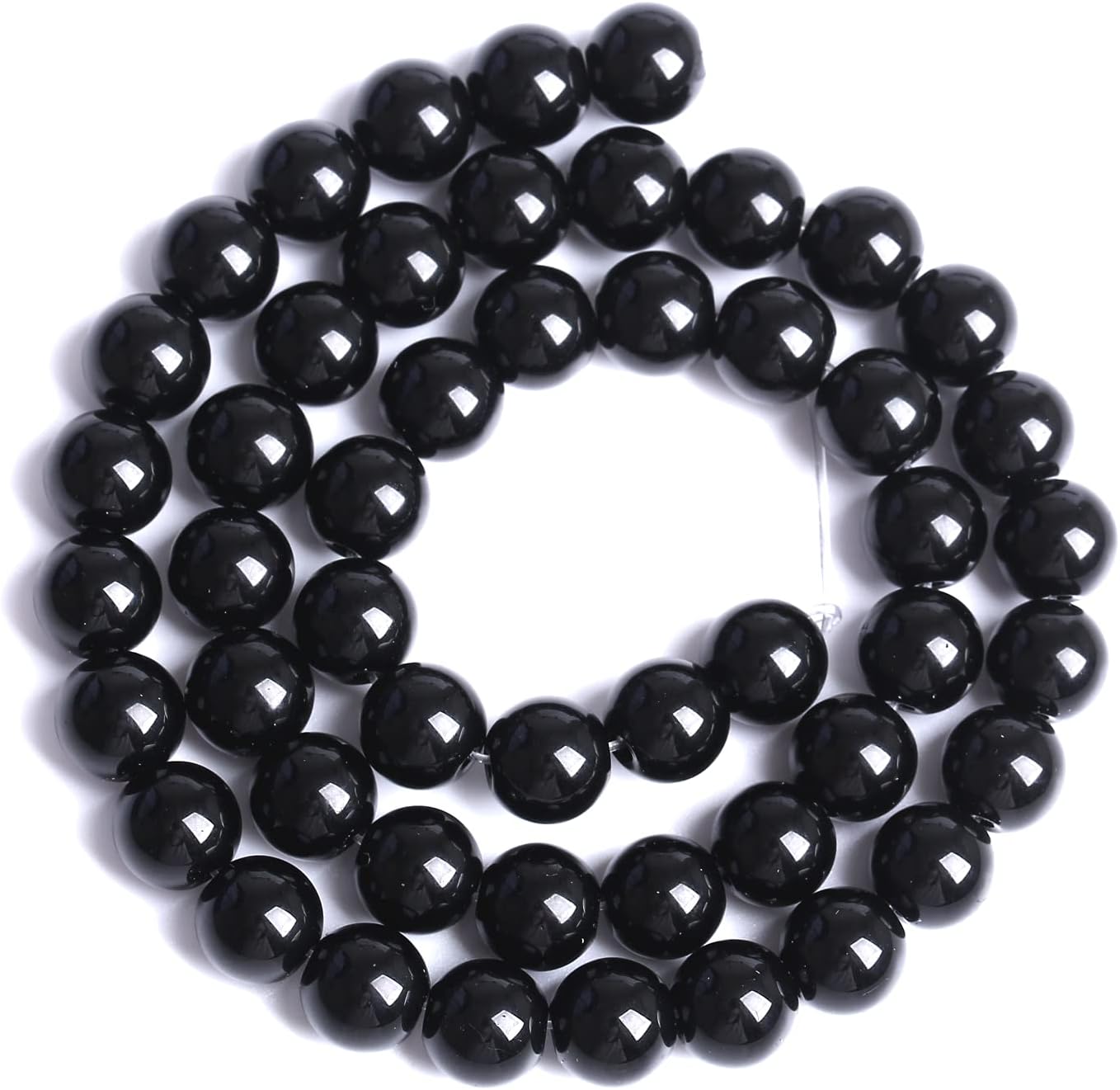 6mm 66pcs Natural Black Agates Onyx Stone Beads Smooth Round Loose Spacer Beads for Jewelry Making DIY Bracelets 15"