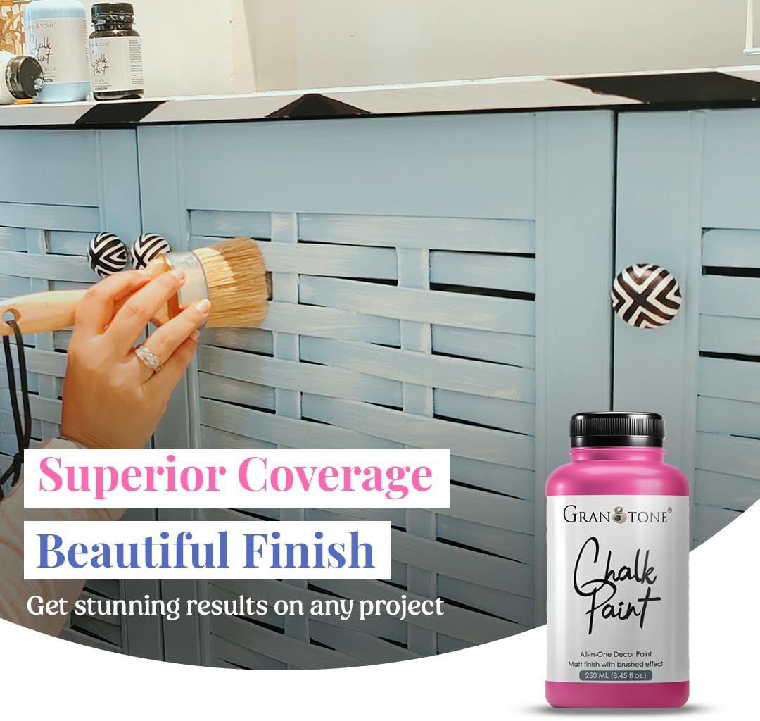 GRANOTONE Chalk Paint for Furniture, Matt-Finish Water-Based Acrylic Paint for Wood, Walls, Metal, Glass, Paper, Fabric Canvas, Maximum Coverage Chalk Paint for Kids & Adults, 250 Ml (DRAB BROWN)
