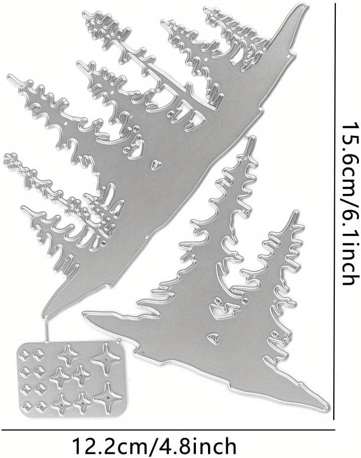 Lapoo Flowers Metal Cutting Die for Scrapbooking - Durable, Cut Stencils for DIY Scrapbook Photo Album Decorative Paper Card, Card Making Supplies (Two Layers of Trees and Stars 6.1 x 4.8 in)