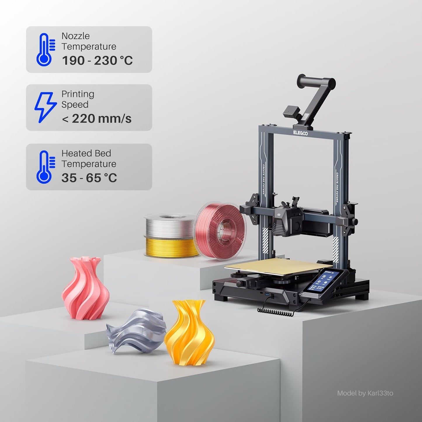 ELEGOO Silk PLA Filament Bundle 1.75mm, Dual Colors 3D Printer Filaments Dimensional Accuracy +/- 0.05mm, Multicolors 4 Pack 250g Spool Green Red/Blue Purple/Black Red/Blue Green