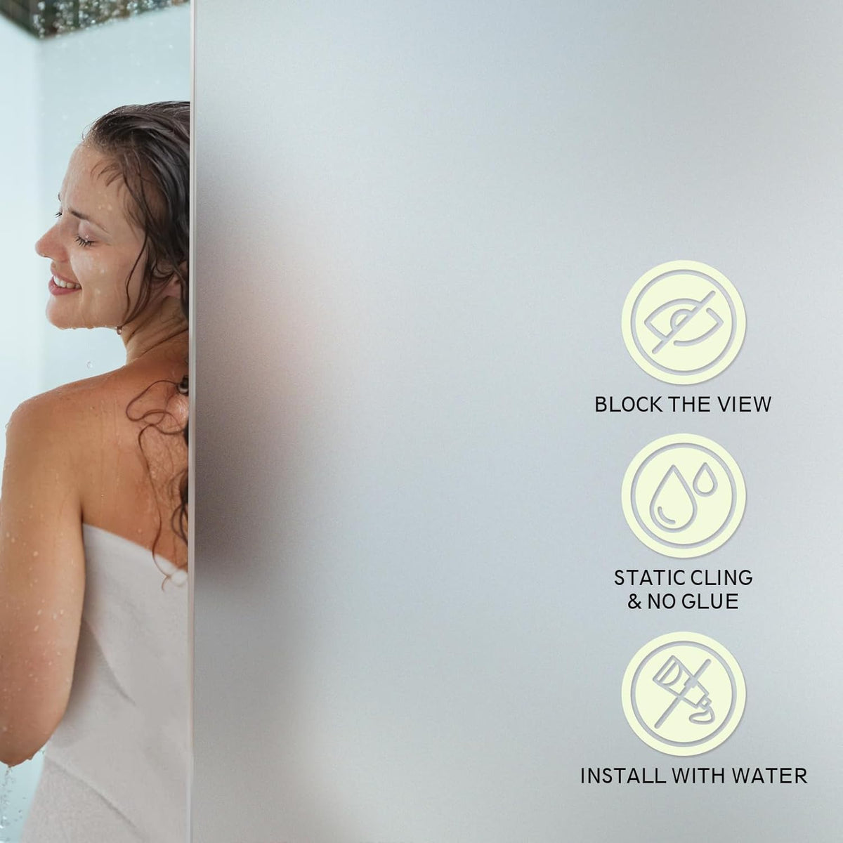 Frosted Glass Window Privacy Film - UV Sun Blocking Heat Control, Static Cling Removable & Reusable for Home, Bathroom, and Office (Frosted, 23.6 Inch x 6.5 Feet)