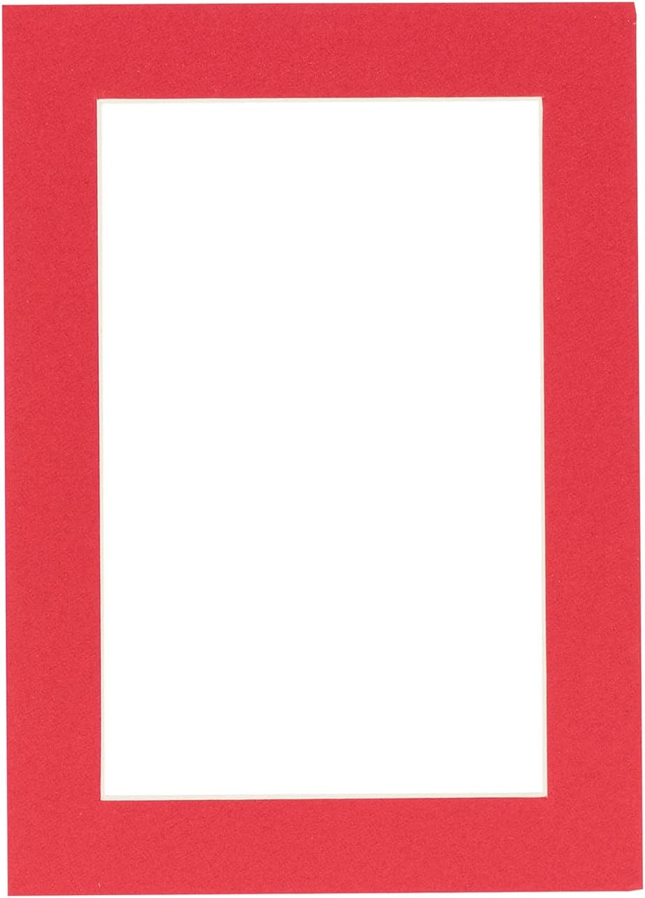 8x10 Mat Bevel Cut for 5x8 Photos - Acid Free Cardinal Red Precut Matboard - For Pictures, Photos, Framing - 4-ply Thickness