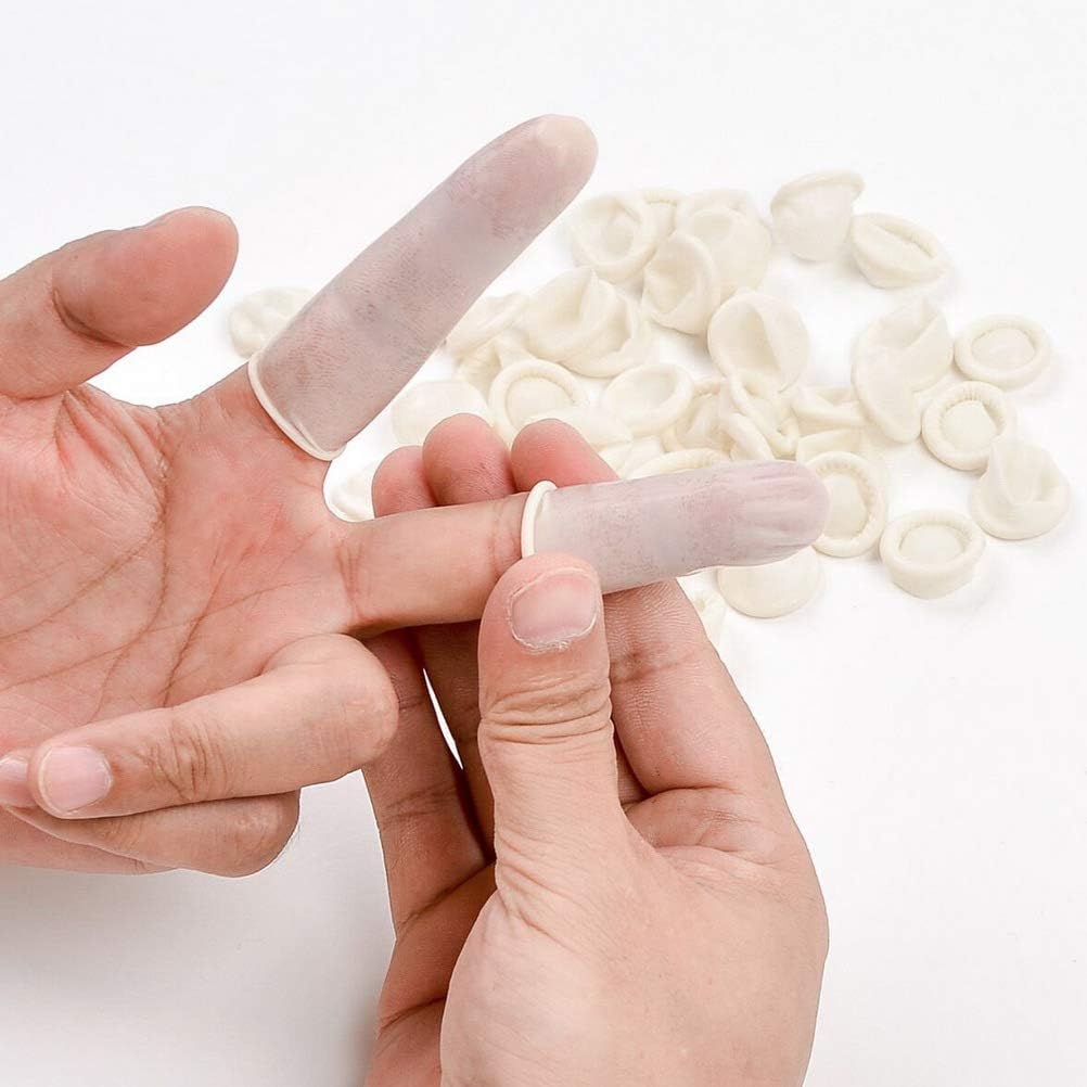 Finger Cot, Medium Finger Protectors Latex Anti-Static Finger Covers, Finger Tip Protect Keeping Dressing Dry and Clean Disposable Finger Gloves White(approxi 135pcs)
