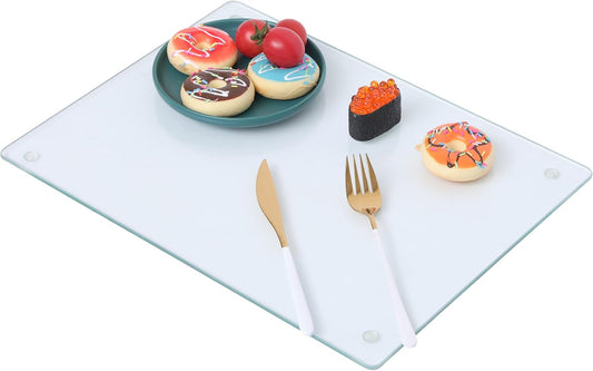 Murrey Home Glass Cutting Board for Kitchen Counter, Tempered Glass Chopping Boards Dishwasher Safe, Small Clear Countertop Tray, Scratch Resistant, Heat Resistant, Non Toxic, Clear, 20"x16"