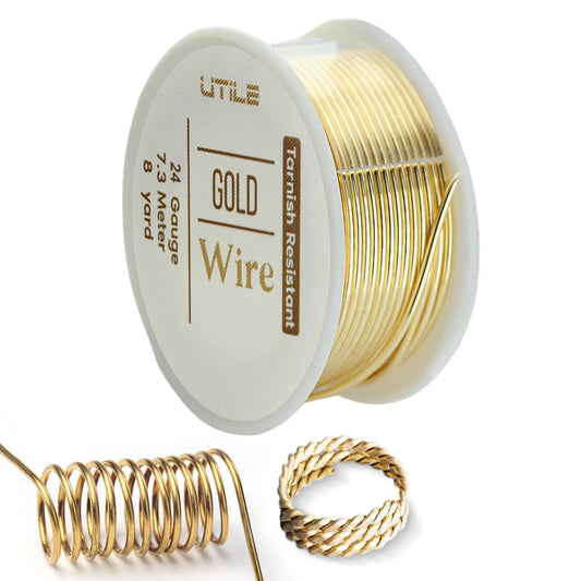 UTILE 18 20 22 24 Gauge 90 ft 99.9% Pure Soft Copper Wire for Electroculture Gardening, Jewelry Making, Crafting Wire Bendable, Plant Wire (Gold 24)