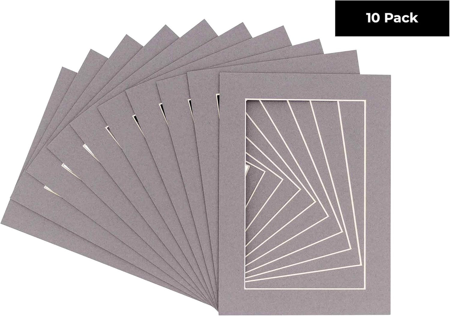 6x8 Mat for 8x10 Frame - Precut Mat Board Acid-Free Show Kit with Backing Board, and Clear Bags Charcoal 6x8 Photo Matte Made to Fit a 8x10 Picture Frame Matboard for Framing, Pack of 10 Mats