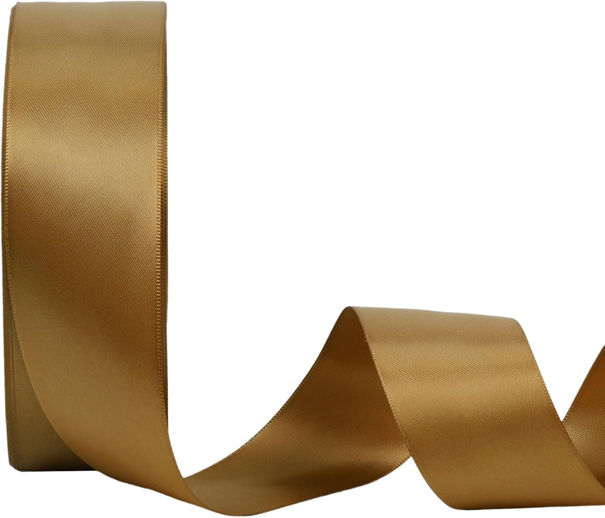 LaRibbons 1 1/2 Inch 50 Yard Double Faced Satin Ribbon,Pale Gold Satin Craft Fabric Ribbon for Gift Wrapping Floral Bouquets Wedding Party Decoration