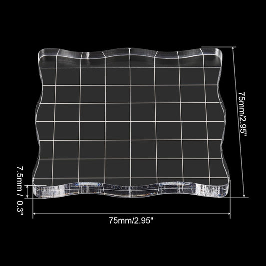 PATIKIL 3" x 3" Acrylic Stamp Block, 2 Pack Clear Stamping Block with Grid Lines Decorative Mounting Blocks Wave for Scrapbooking DIY Crafts Card Making