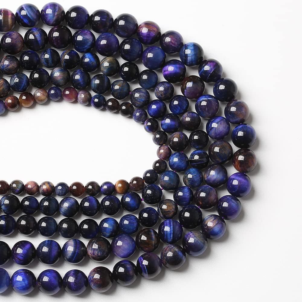 48pcs 8mm AAA Natural Tiger Eye Stone Beads Gemstone Round Spacer Loose Beads for Jewelry Making DIY Bracelet,Necklace