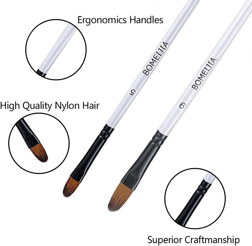 Filbert Paint Brushes Set, 12 PCS Artist Brush for Acrylic Oil Watercolor Gouache Artist Professional Painting Kits with Synthetic Nylon Tips