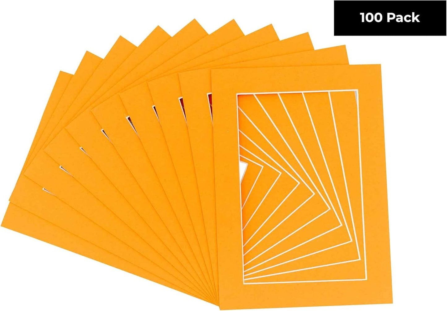 6x8 Mat for 8x10 Frame - Precut Mat Board Acid-Free Orange 6x8 Photo Matte Made to Fit a 8x10 Picture Frame, Premium Matboard for Family Photos, Show Kits, Art, Picture Framing, Pack of 100 Mats