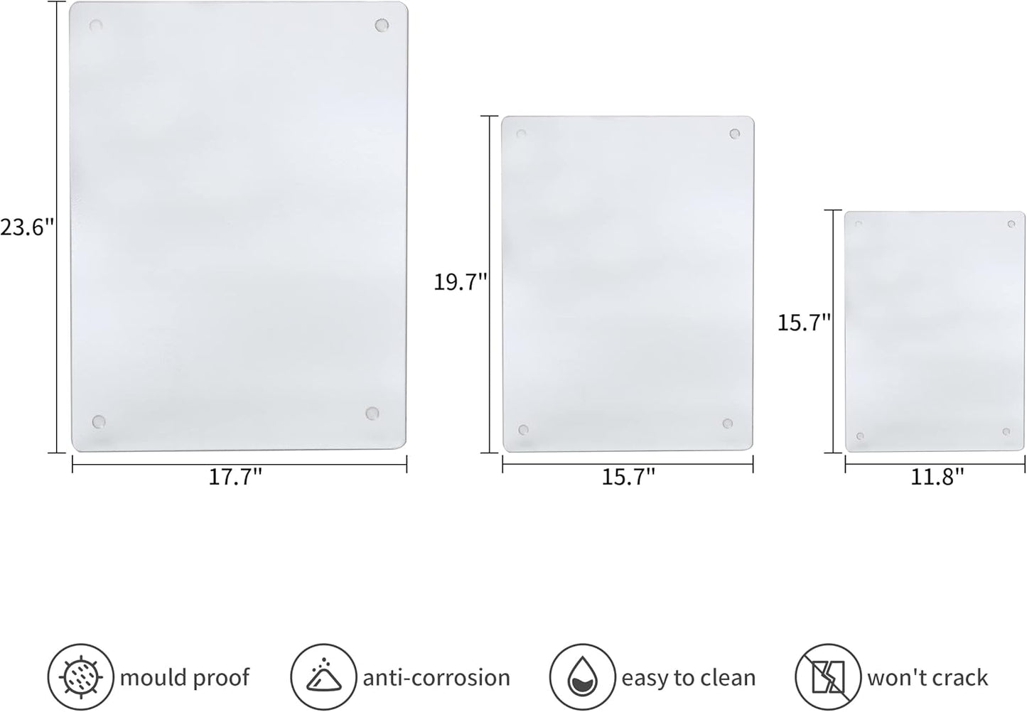 Murrey Home Glass Cutting Board for Kitchen Counter, Tempered Glass Chopping Boards Dishwasher Safe, Small Clear Countertop Tray, Scratch Resistant, Heat Resistant, Non Toxic, Frosted, 24"x18"