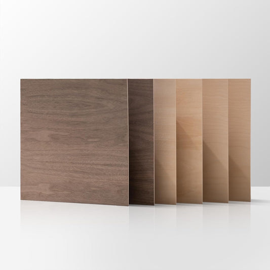 ROBOTIME 6-Pack Laser Wood Sheets 1/8" - 12 x 12 x 1/8 Inch - Basswood 2Pcs & Walnut 2Pcs & Birch 2Pcs - 3mm Plywood Sheets for Laser Cutting, Engraving & Wood Burning (Pyrography)
