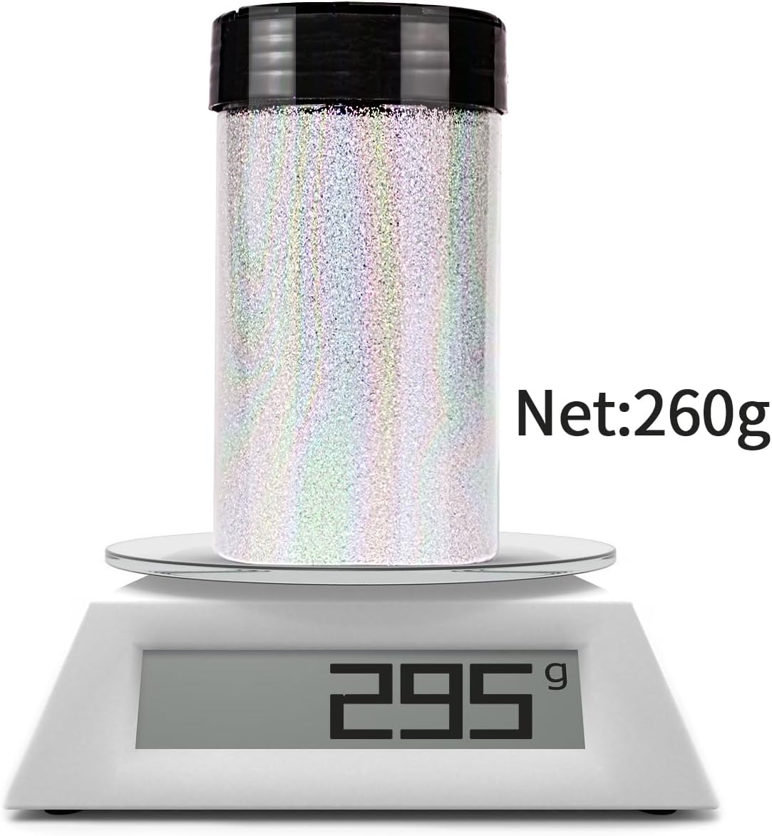 Holographic Fine Glitter for Epoxy Resin DIY Craft,ANGXILIN High Capacity 260g Shaker Bottle Fine Glitter for Nail Art Body Make Up,Tumblers Jewelry Making Laser Fine Glitter (Laser Diamond Blue)