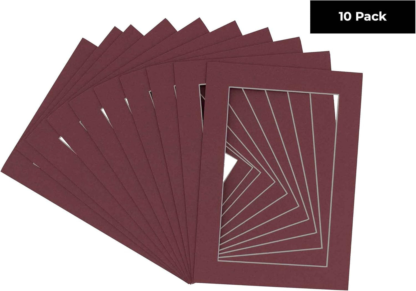 5.5x8.5 Mat for 8.5x11 Frame - Precut Mat Board Acid-Free Maroon 5.5x8.5 Photo Matte For a 8.5x11 Picture Frame, Premium Matboard for Family Photos, Show Kits, Art, Picture Framing, Pack of 10 Mats