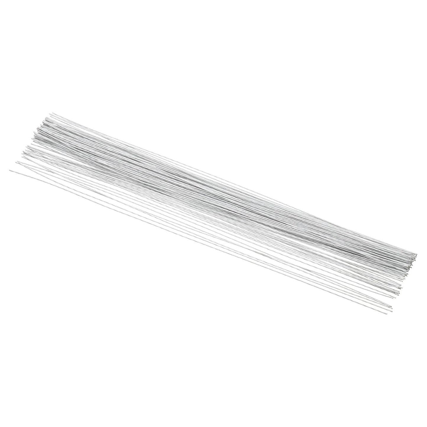 PATIKIL 20 Gauge 16" Floral Stem Wire, 100 Pcs Paper Wrapped Iron Artificial Flower Stem Accessories for DIY Bouquet Stem and Craft Decoration, White