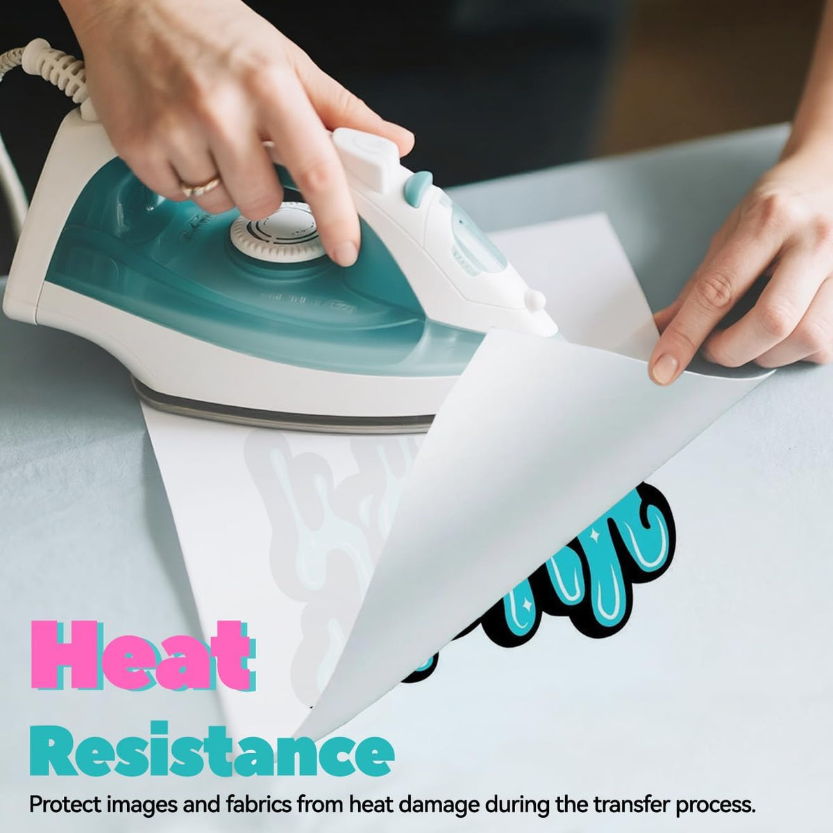 Lovein Pinkie Non-Stick Teflon Paper for Heat Press Transfer Sheet(10 Sheets, 8.5x11) Reusable Heat Resistant Perfect for Heat Transfer Paper of Crafting Needs