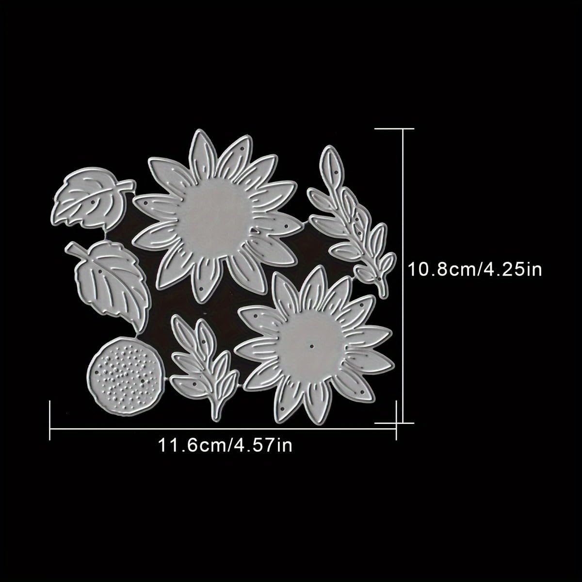 Lapoo Flowers Metal Cutting Die for Scrapbooking - Durable, Cut Stencils for DIY Scrapbook Photo Album Decorative Paper Card, Card Making Supplies, Embossing (Sunflowers and Leaves 4.6 x 4.3 in)