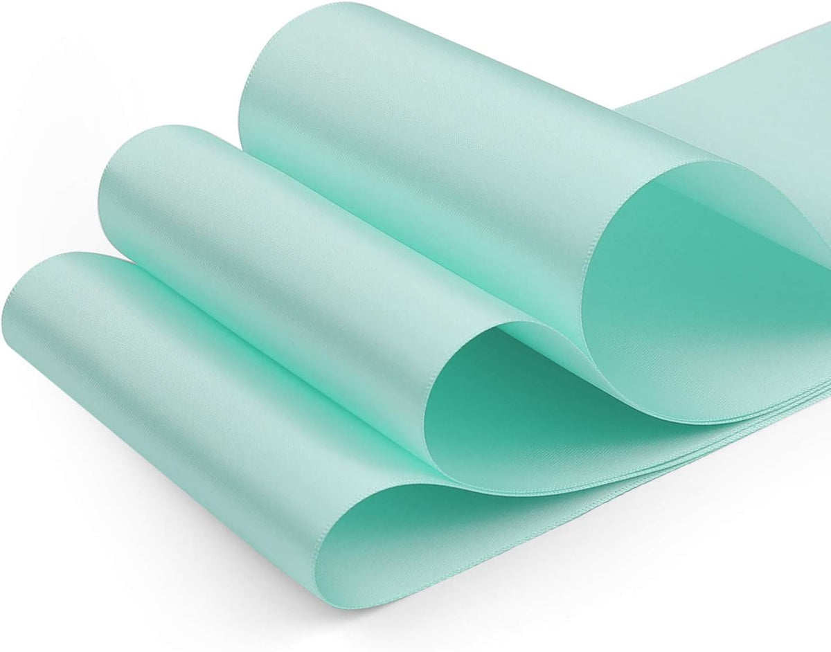 Humphrey's Craft 4 Inch Blue Double Faced Satin Ribbon - 5 Yards Variety of Color for Crafts Gift Wrapping Cutting Ceremony Decoration Sewing Chair Sash Wedding Dining Tables.