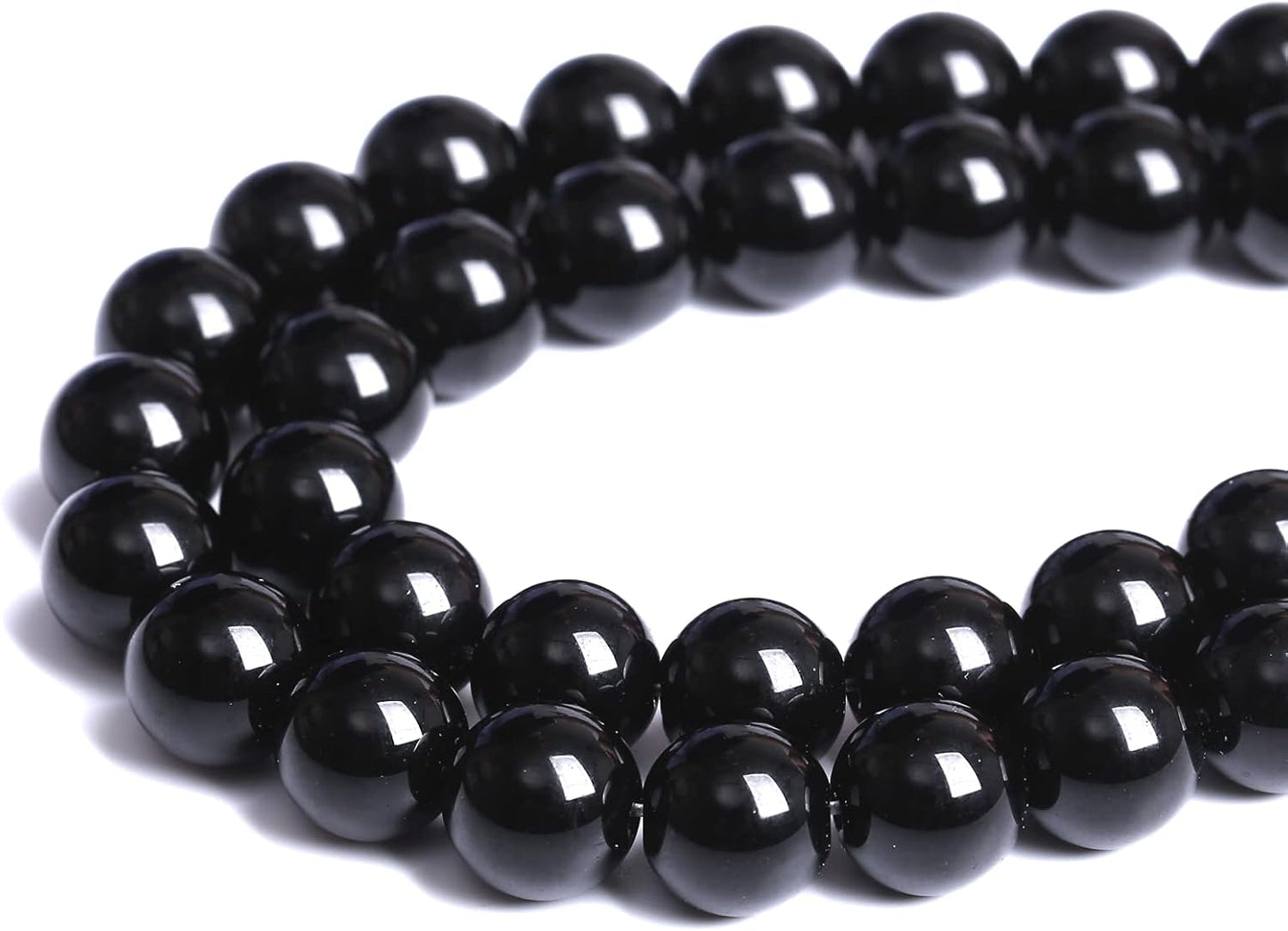 8mm 100pcs Natural Black Agates Onyx Stone Beads Smooth Round Loose Spacer Beads for Jewelry Making DIY Bracelets 32" 2 Strands