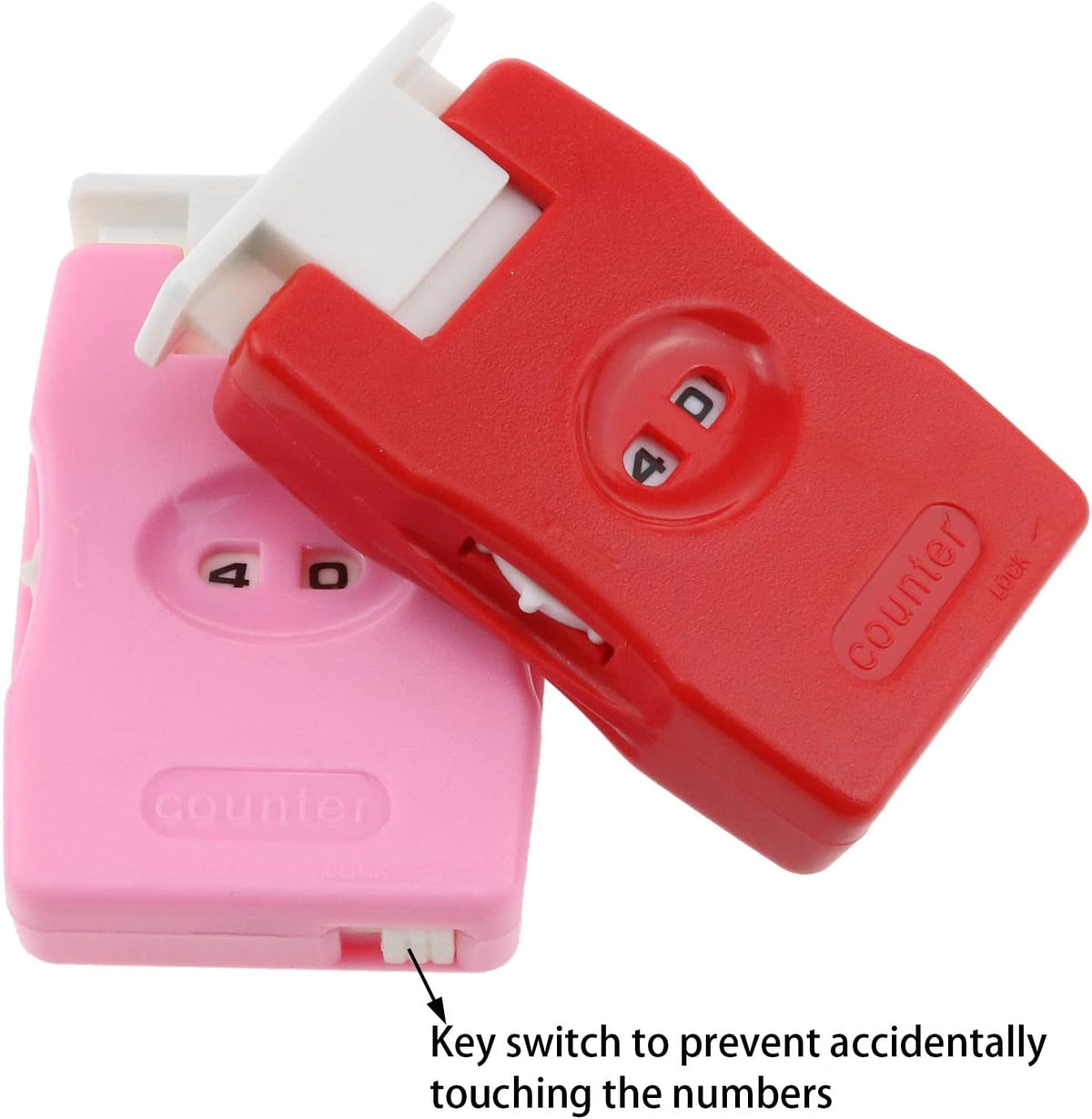 AYLIFU Knitting Counter 2set Mini Crochet Counter Knitting Manual Counter lastic Knitting Marking Tool（red and Pink）