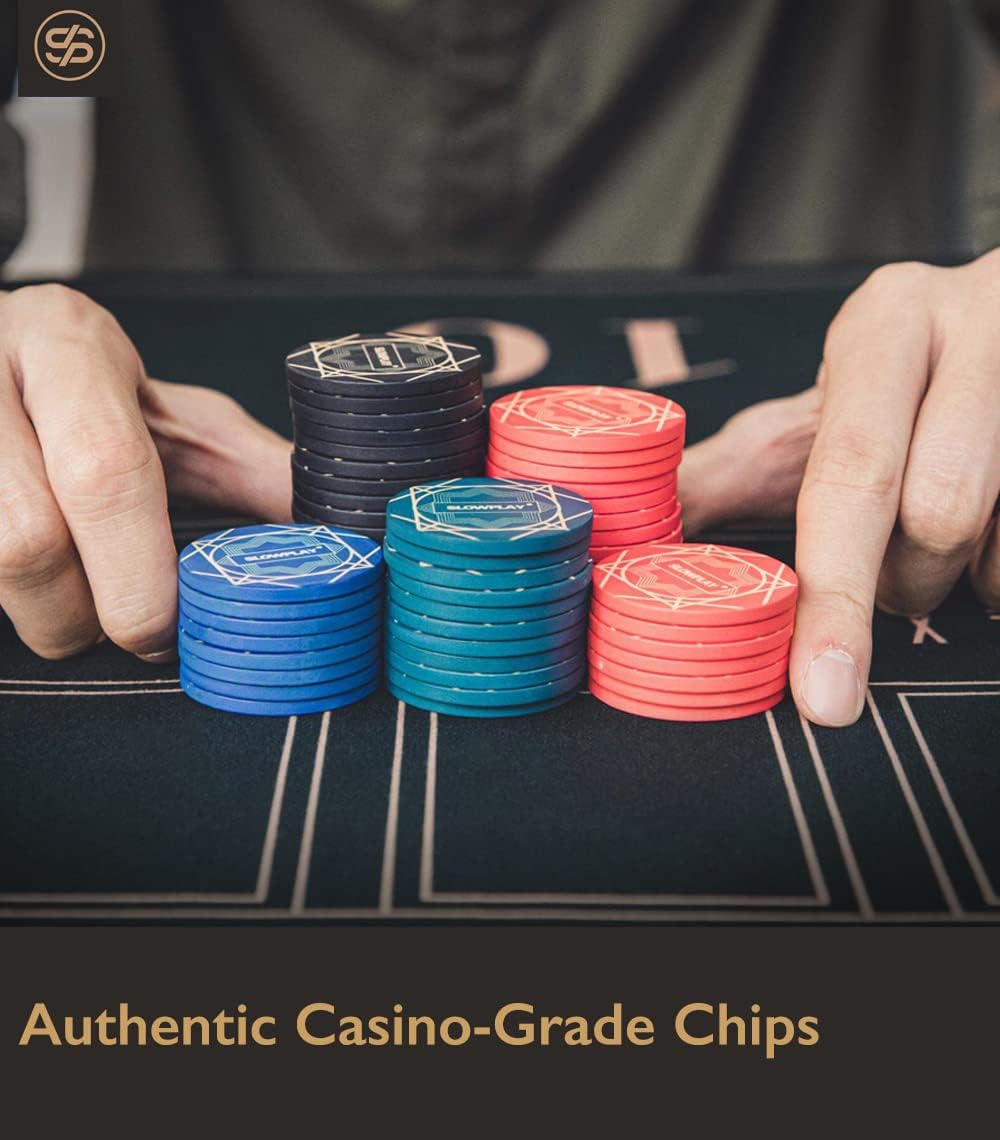 SLOWPLAY Nash Ceramic Poker Chips in Bulk, Casino Grade Ceramic 10-Gram Poker Chip for Texas Hold'em, 39mm Professional Chips Pack of 50 (Blue)